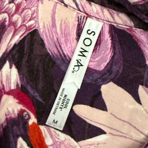 Soma Purple Flamingo Print Pajama Top - Picture 5 of 7